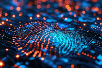 A digital fingerprint to log into a computer. - obrazy, fototapety, plakaty