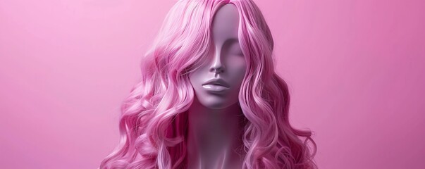 female wig on a mannequin.