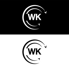 WK letter  logo minimal unique and simple logo design, WK creative modern monogram logo style
