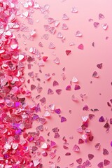 Pink background with glitter hearts, perfect for Valentine's Day designs