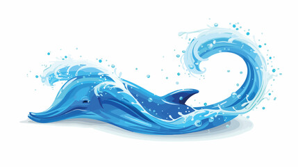 Blue icon swims in underwater wave isolated isolated
