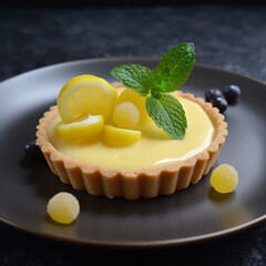 A plate of lemon tart generative AI