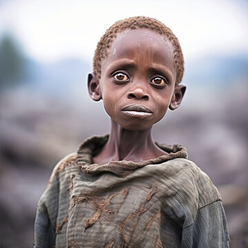 very thin malnourished African child