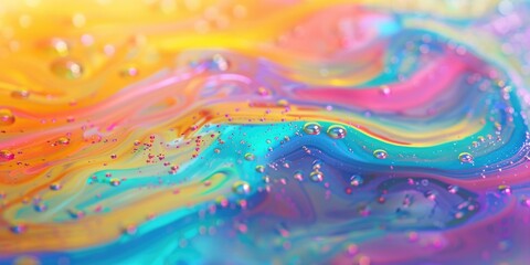 Close up of a vibrant and colorful liquid painting. Ideal for art and creativity concepts