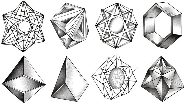 A collection of six different geometric shapes. Ideal for educational materials or design projects