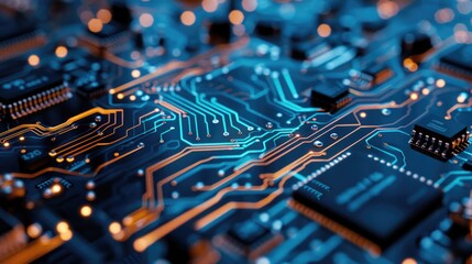 Detailed view of a computer circuit board, suitable for technology concepts - obrazy, fototapety, plakaty