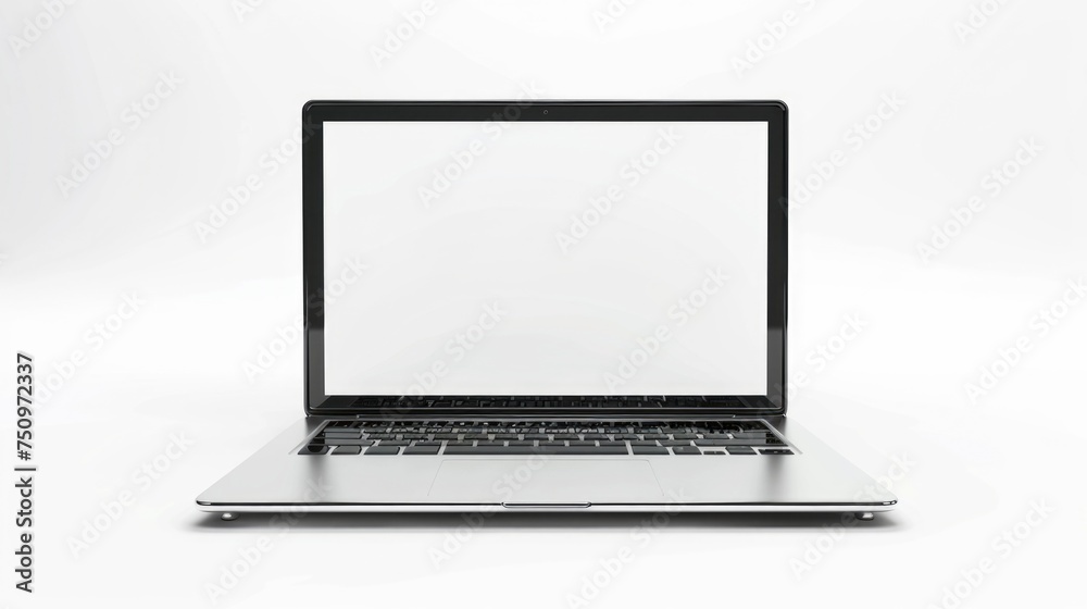 Poster A modern laptop computer with a blank screen, suitable for various digital mockups and presentations