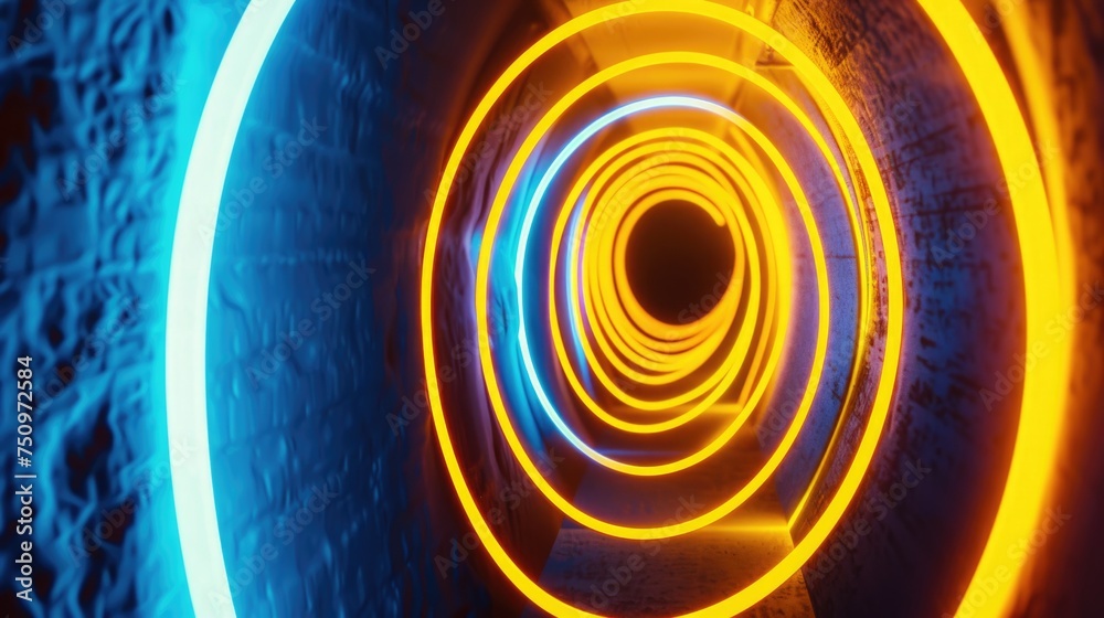 Aufkleber A mesmerizing spiral of neon lights in a dark room. Perfect for adding a futuristic touch to any project