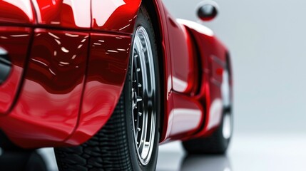 Detailed view of a red sports car, ideal for automotive concepts