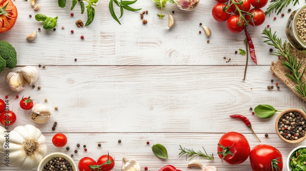 Poster assorted vegetables displayed on a rustic wooden table. suitable for food and nutrition concepts