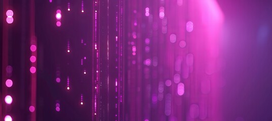 Pixelated data stream on digital interface with glowing dots, binary code, encryption concept.