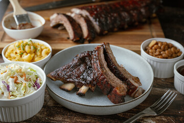 bbq spare ribs with side dishes