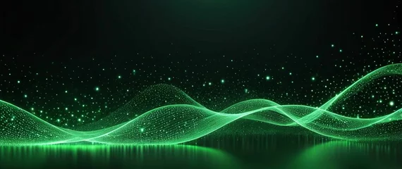 Outdoor-Kissen abstract light background with green waves © ghou