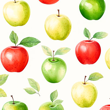 watercolor style Apple fruit pattern banner wallpaper