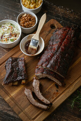 bbq spare ribs with side dishes