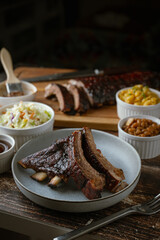 bbq spare ribs with side dishes