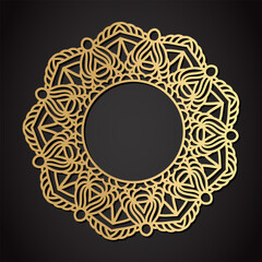 Ornamental gold monogram frame. Vector illustration
