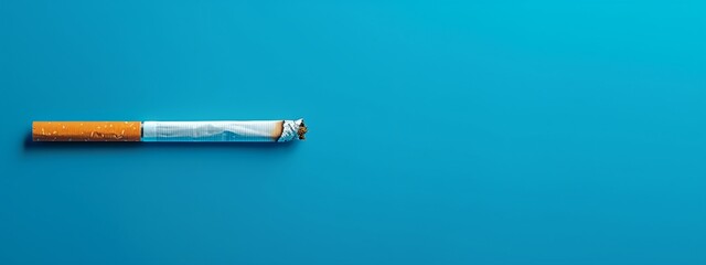 a cigarette is laying on a blue surface
