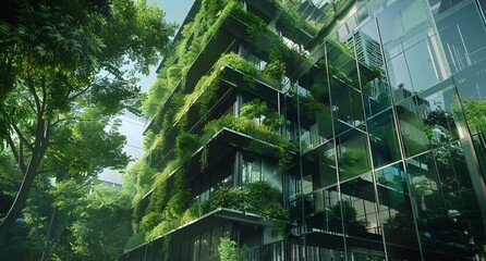 a building with a lot of plants growing on it's side - obrazy, fototapety, plakaty