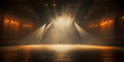 Theater stage light background with spotlight illuminated the stage for opera performance. Stage...