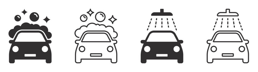 Set of car wash icons. Car care symbol, car cleaning service. Vector. EPS10.