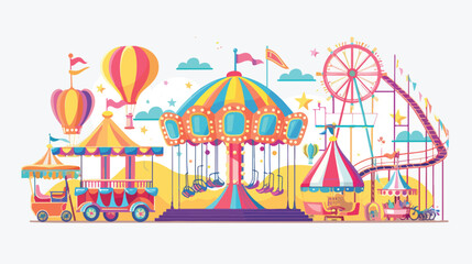 Fototapeta na wymiar Carnival fun fair isolated on white background carto