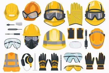 Illustration of safety equipment in a workplace, emphasizing the importance of personal protection