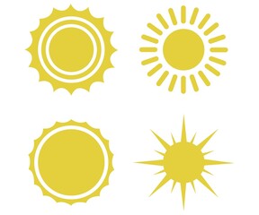 Flat illustration. Sun icons. Set of four on a white background...