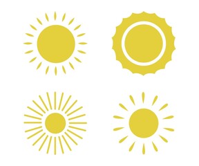 Flat illustration. Sun icons. Set of four on a white background...