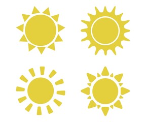 Flat illustration. Sun icons. Set of four on a white background...