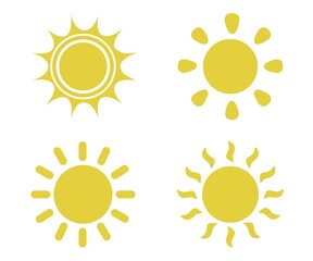 Flat illustration. Sun icons. Set of four on a white background...