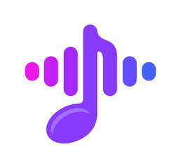 Musical note and musical wave. Music, musical, melody, song and sound, illustration