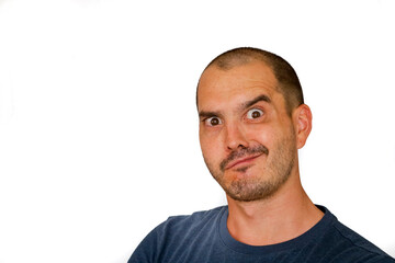 Fototapeta premium expressive bald man making funny face