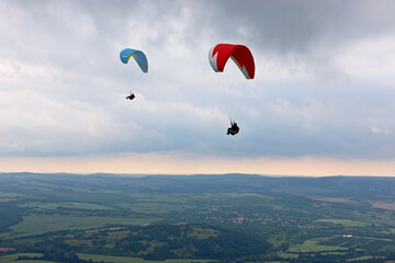 Paragliders flying in Central Bulgaria	