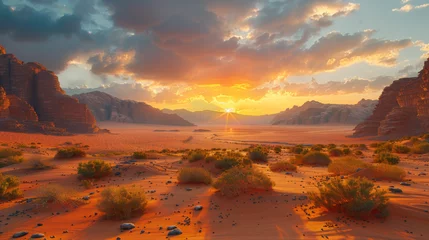 Foto op Plexiglas Red Mars like landscape in Wadi Rum desert, Jordan, this location was used as set for many science fiction movies. © Matthew