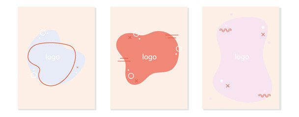 Flat set of abstract modern geometric elements. Colored shapes and lines. Banner for logo design, flyer or presentation...