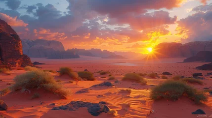 Foto op Plexiglas Red Mars like landscape in Wadi Rum desert, Jordan, this location was used as set for many science fiction movies. © Matthew