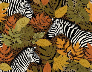 Fototapeta na wymiar seamless pattern with zebra