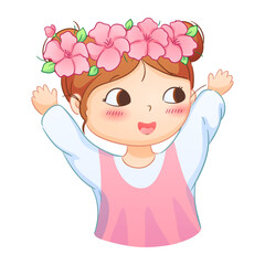 Cute illustrations of boys and girls of various nationalities, perfect for celebrating Mother's Day, International Women's Day, Children's Day, and floral themes. 