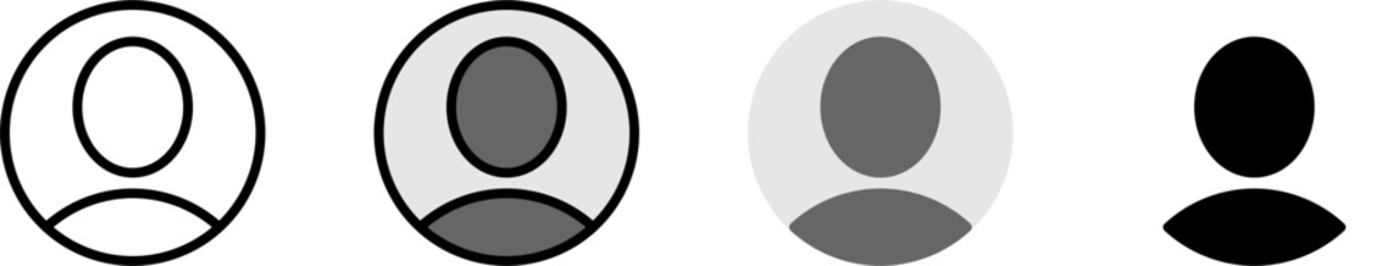 Generic Anonymous Social Media Web User Account Profile Avatar Image Symbol Icon Set. Vector Image.