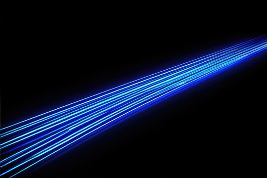 a high quality stock photograph of a glowing blue neon technology line effect isolated on a black background
