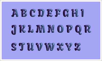 Glossy 3D font in Y2K style: shiny plastic holographic English letters. Vector elements for social media, web design, posters, collages, apparel, music albums.