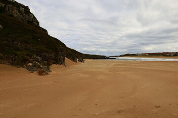 View on the Ris Beach locates in the eastern coast of the autonomous community of Cantabria, on the north coast of Spain