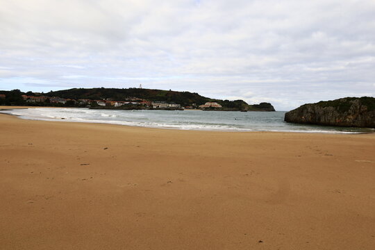 View on the Ris Beach locates in the eastern coast of the autonomous community of Cantabria, on the north coast of Spain