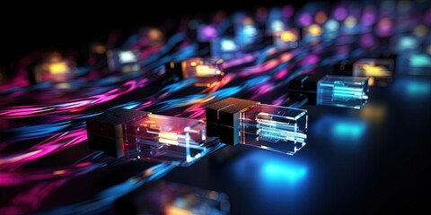 Concept of data cables inside computer transferring information