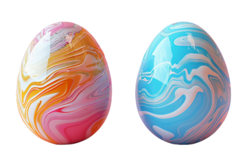 Set Easter egg design with retro wave elements Сlassic holiday symbolism with modern aesthetics on transparent background