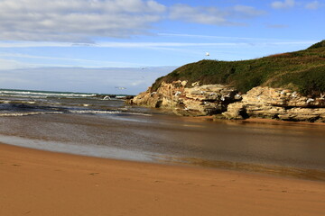 Fototapeta na wymiar View on the Somo beach in the province of Cantabria in Spain.