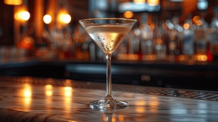 A classic martini from New York City with gin or vodka drink for menu at luxury restaurant - obrazy, fototapety, plakaty