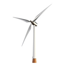 A wind turbine, isolated on white background cutout.