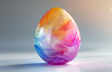 Easter egg design with a glass texture and retro wave elements Сlassic holiday symbolism with modern aesthetics 3D minimalist